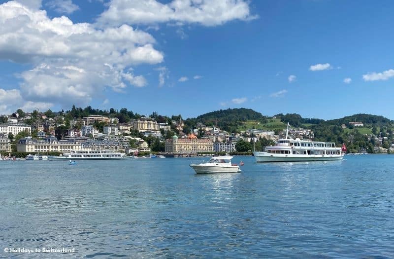 Various sized boats on Lake Lucerne