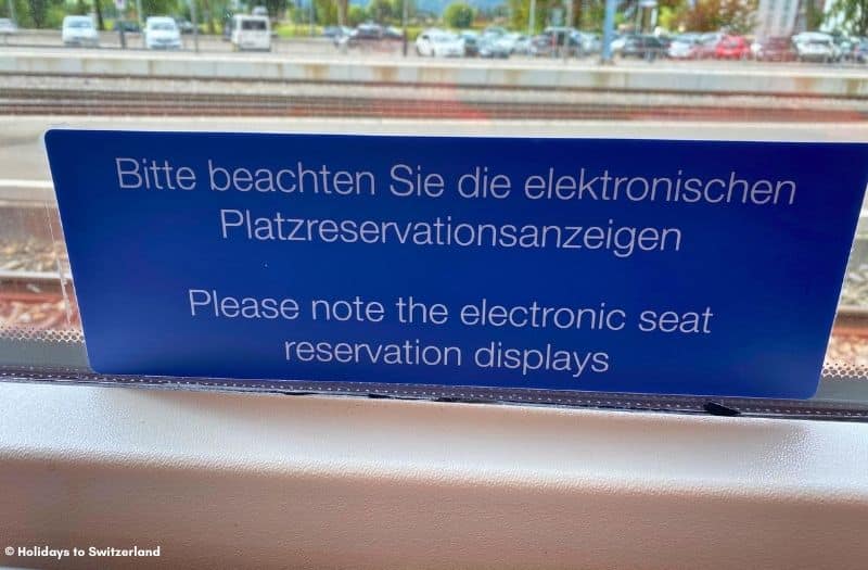 Notice about seat reservations on Luzern Interlaken Express