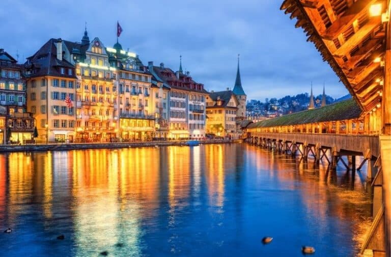 Old Town Lucerne from Chapel Bridge