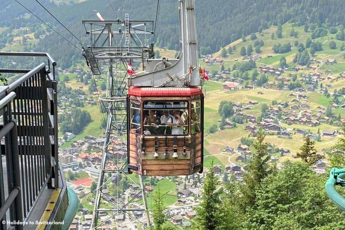 Passengers on Pfingstegg cable car above Grindelwald