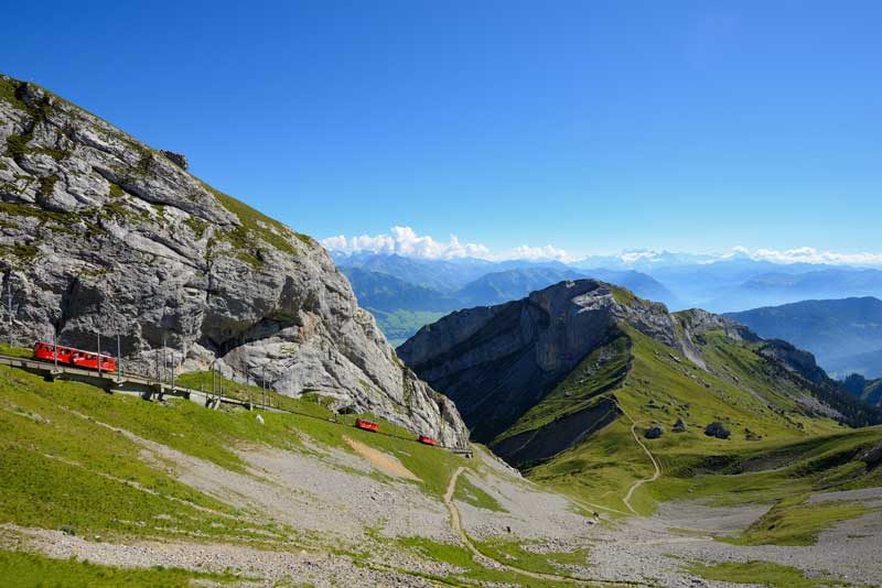 Pilatus Bahn, the world's steepest cogwheel railway.