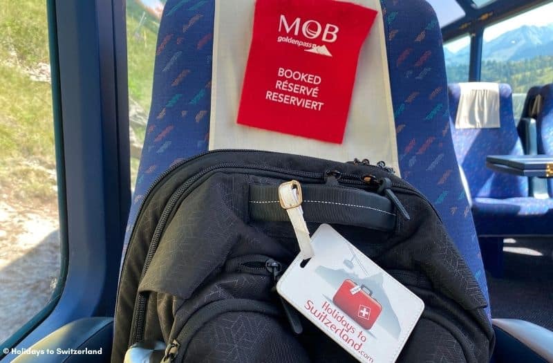 Reserved seat sign on GoldenPass train in Switzerland