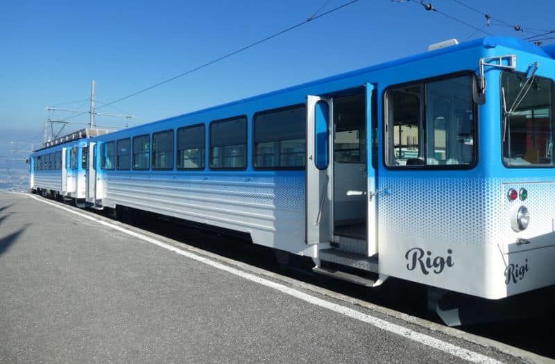 The Mt. Rigi coghweel train at Rigi Kulm station.