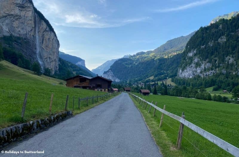 A road just outside Lauterbrunnen in Switzerland