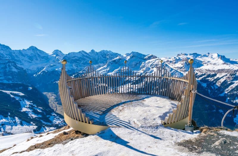 The Royal viewpoint in front of the Swiss Alps.