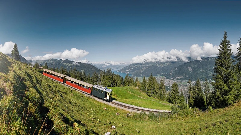 Schynige Platte train overlooking Lake Thun