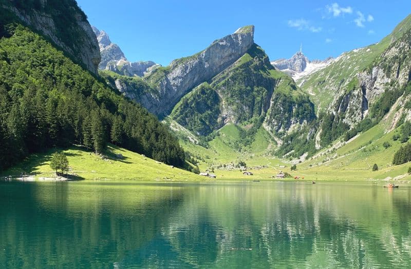 Lake Seealp with Mt. Santis in the distance.