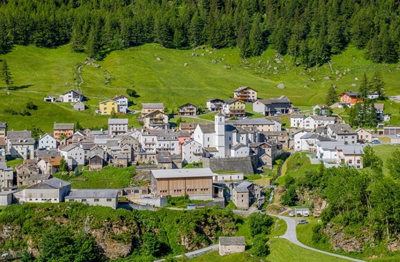 Aerial view of Simplon Dorf, Switzerland