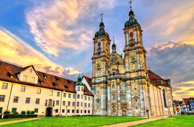 Baroque cathedral and Abbey Library in St. Gallen