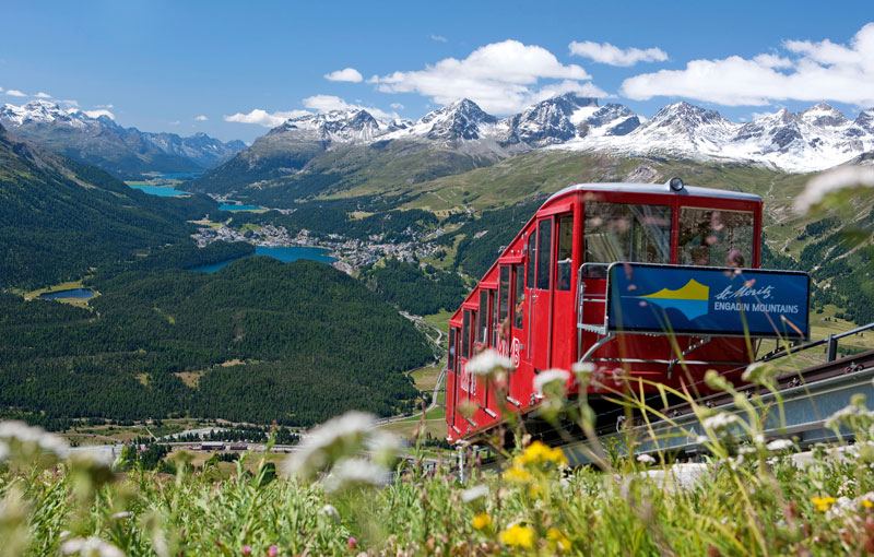 Muottas Muragl funicular above St. Moritz