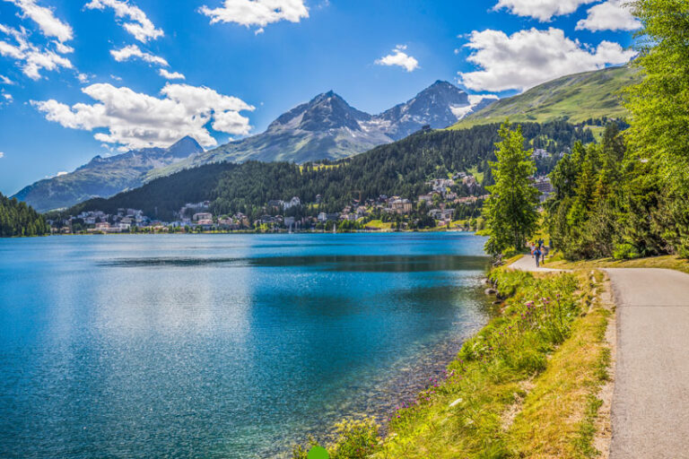 St Moritz with lake in foreground