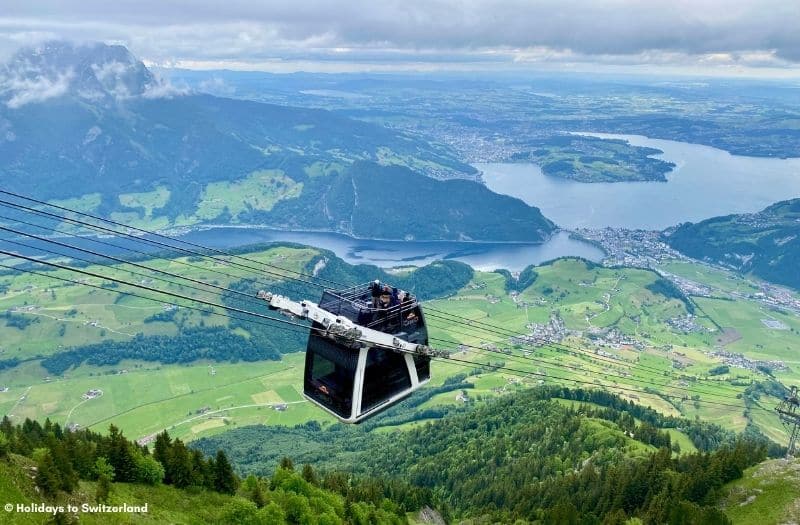 The Stanserhorn CabriO cable car with views over Lake Lucerne