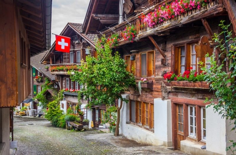 A pretty street in Brienz, Switzerland