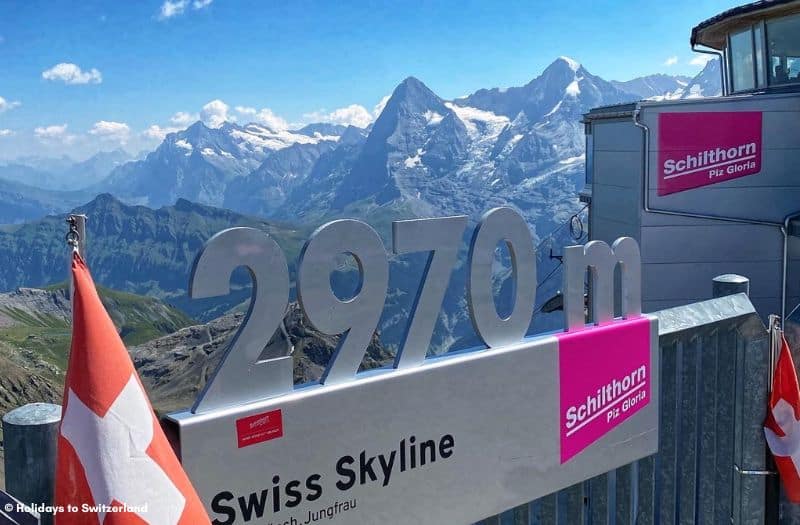 The view from the summit of Schilthorn is known as the Swiss Skyline.