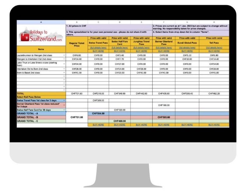 Switzerland Rail Pass Comparison Calculator