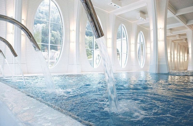 Thermal pool at Tamina Therme in Bad Ragaz, Switzerland