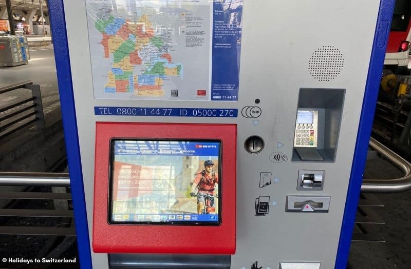 Ticket machine at train station in Switzerland