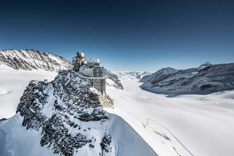 Sphinx Observatory and Aletsch Glacier at Jungfraujoch Top of Europe