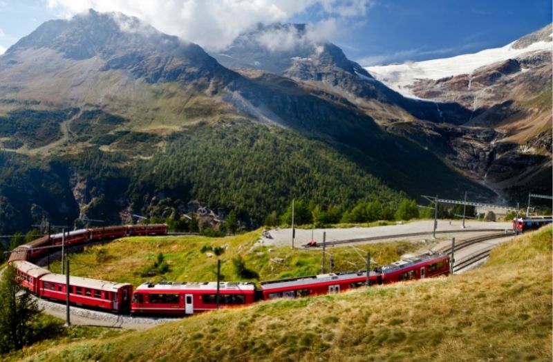 Train at Alp Grum, Switzerland