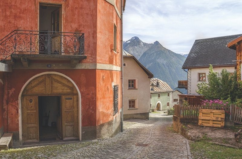 Historic village of Tschlin Switzerland