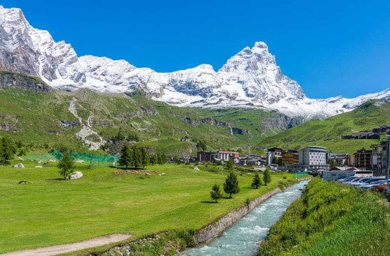 View at Breuil Cervinia with the Matterhorn in the distance