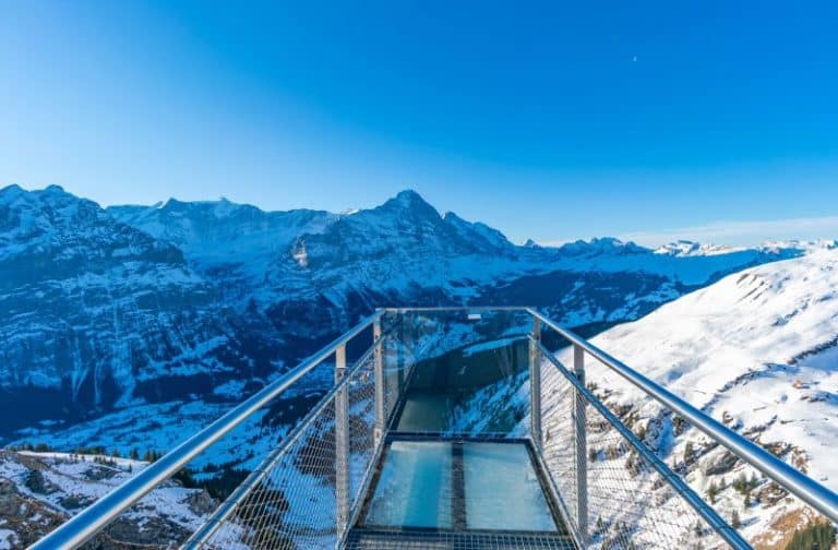 View from First Cliff Walk near Grindelwald in winter