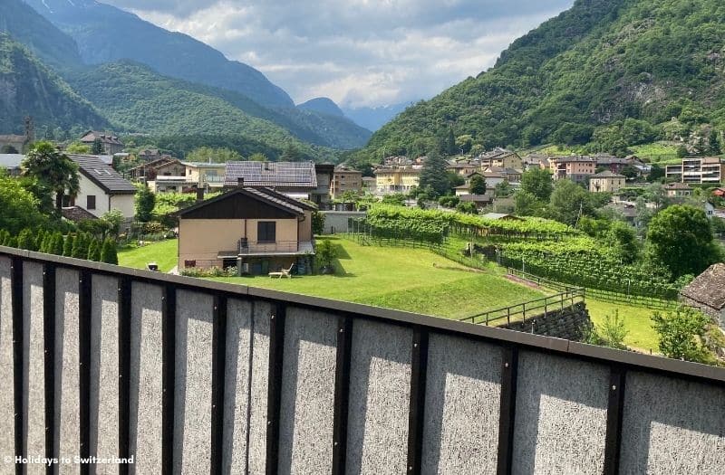 A village surrounded by vineyards in the canton of Ticino, Switzerland