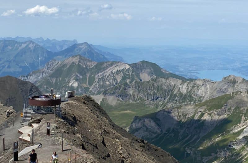 On a clear day, there are mountain views as far as the eye can see.  The 007 Walk of Fame can be seen here in the foreground.