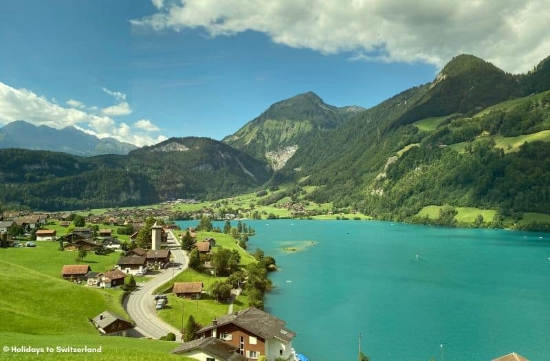 View of Lake Lungern from Luzern-Interlaken Express train