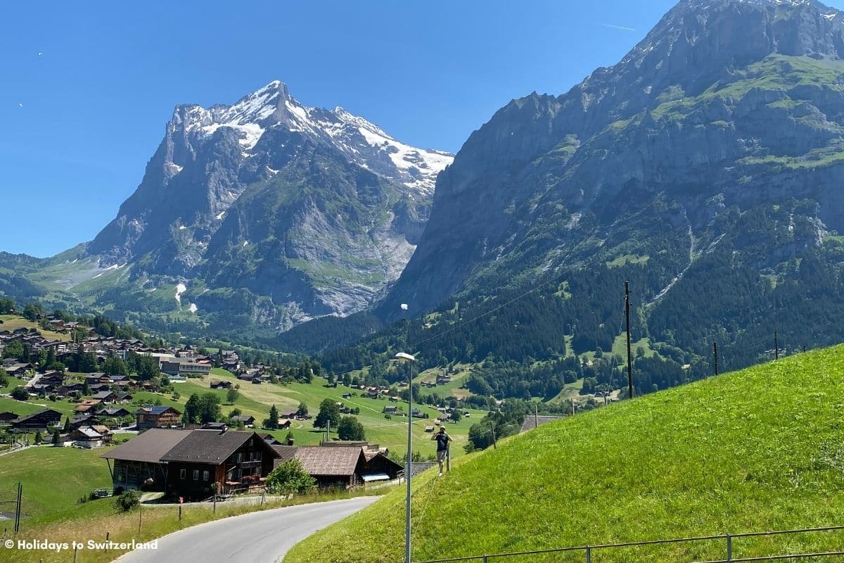 View of Schreckhorn and Grindelwald from Jungfraubahn