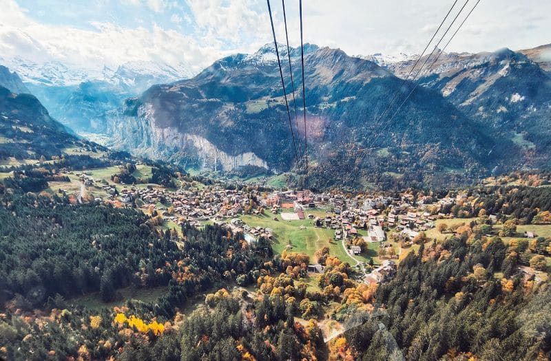 View over Wengen from Wengen - Mannlichen cable car