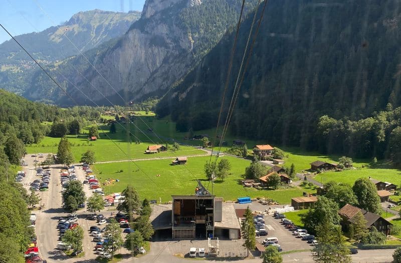 The Schilthorn cableway's valley station is located in Stechelberg at the end of the Lauterbrunnen valley.