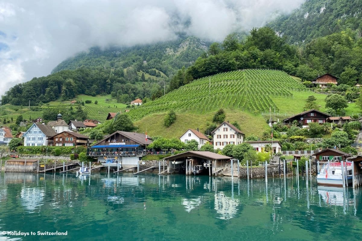 A lakeside village in Switzerland