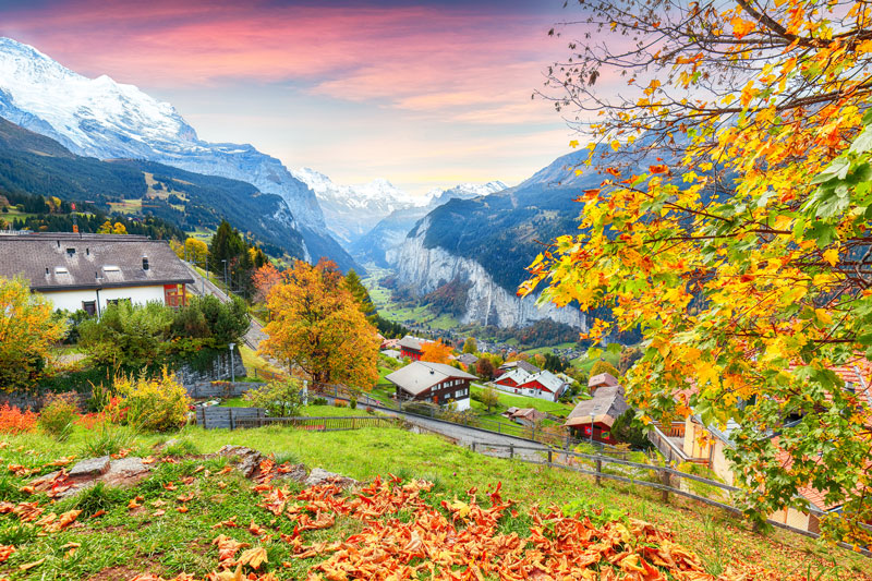 View from Wengen over Lauterbrunnen Valley