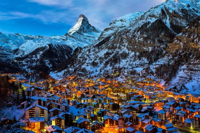 Zermatt and the Matterhorn at dawn