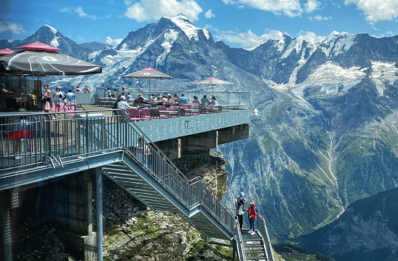 View from Birg intermediate station at Schilthorn