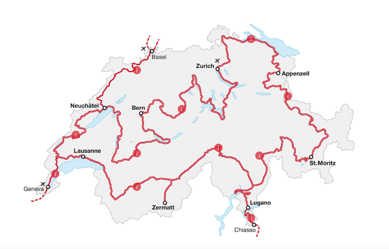 Map of Grand Tour of Switzerland