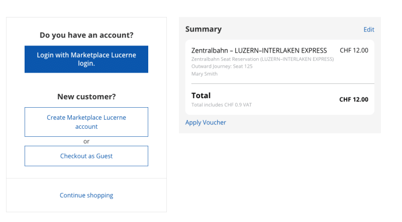 Instructions for making seat reservations on Luzern-Interlaken Express